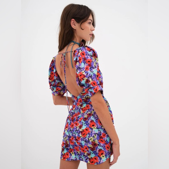 For Love & Lemons Chiara Puff Sleeve Floral Mini Dress - Picture 3 of 15